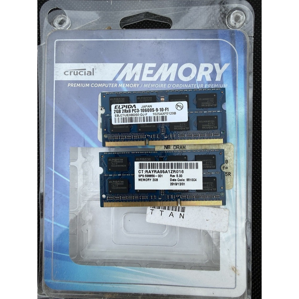 Elpida 4GB (2x2GB) DDR3 1333MHz‎ PC3-10600S Laptop Memory RAM SO-DIMM